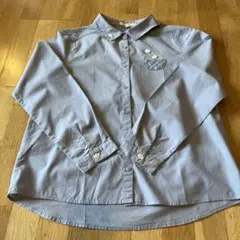 《美品》水色長袖シャツ 刺繍ポケット付き