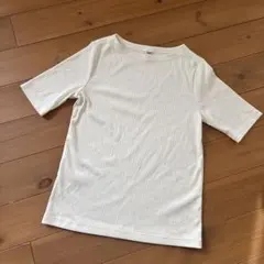 UNIQLO リブボートネックT 五分袖 Mサイズ