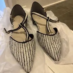 最終お値下げ　 RANDAストライプ柄 フラットシューズ