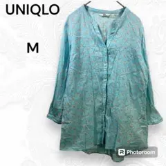 UNIQLO ユニクロ　シャツ　七分袖　ブルー　M レディース　トップス