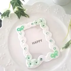 【No.296】Ｂ8縦入れ　ホイップトレカケースデコ　グリーン系　緑　白