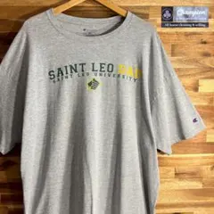 【O98】champion 半袖Tシャツ カレッジロゴ グレー XXL