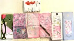 レディース新品未使用 花柄ハンカチきれいな色柄 8枚セット、送料込みのお得な御品のサムネイル