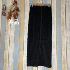 【JEANASIS】カットフリル　Zipナロースカート　ブラック　ロング　F