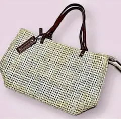 新品❤️サック❤️持ち手本革 藤風サマーバックのサムネイル