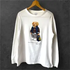 【大人気ベア】ポロラルフローレン 薄手 ロンT 長袖カットソー M相当　白