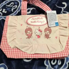 モンチッチ　キティちゃん　コラボ　トートバック　エコバッグ　チェック