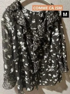 COMME CA ISM 花柄ドットブラウス　フリルブラウス プルオーバーのサムネイル