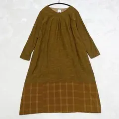美品】KURUMI 久留米絣 ワンピース ゼブラ ブラウン レディース フリー