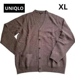 ユニクロ　メンズ　カーディガン　ウール XL　ブラウン　美品
