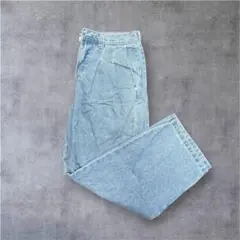 ライトブルー RUUBONのリラックスワイドデニムパンツ（Mサイズ）