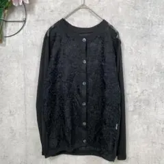 美品 花柄レースカーディガン M ブラック 伸縮性有 匿名配送