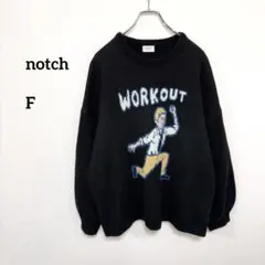 notch WORKOUT おじさんセーター Fサイズ 黒 個性的d437のサムネイル