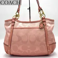 【美品】コーチ トートバッグ シグネチャー グラデーション キャンバス ピンク