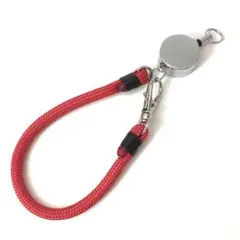 【パラコード製】リール付ハンドストラップ　赤 5mm パスケース　レッド　糸黒