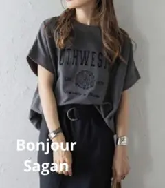 新品★Bonjour Sagan カレッジ刺繍ピグメントスウェットTシャツ