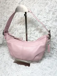 極稀少✨ COACH　アクセサリーポーチ　ハーフムーン さくら ピンク レザー