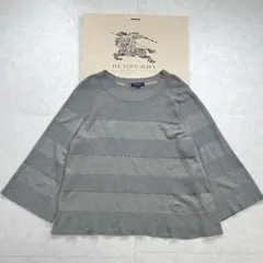 【美品】BURBERRY ワイドスリーブ コットンシルクニット 薄手 刺繍 1