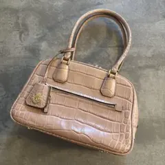 TOPKAPI❤︎ヴァケッタ クロコ型押しミニボストンバッグ　牛革　ピンクベージュ