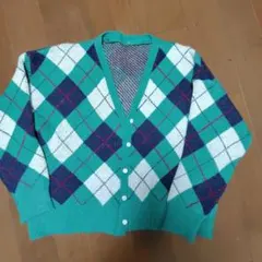 アーガイルパターン ニットカーディガン