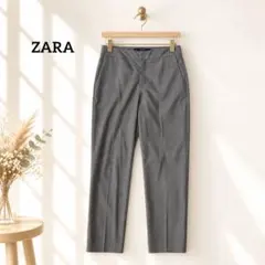ZARA 자라 글렌 체크 테이퍼드 팬츠 S 그레이 자르기 길이