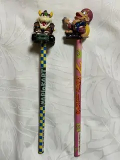 レア フィギュア付 鉛筆 2本セット クッパ ディディーコング 未使用 稀少品