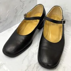✨リーガル ストラップ　スクエアトゥ　厚底　チャンキーヒール　レザー　ブラック