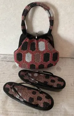 和装用ビーズバッグと草履セット