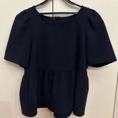 ネイビー ペプラム 半袖 トップスのサムネイル