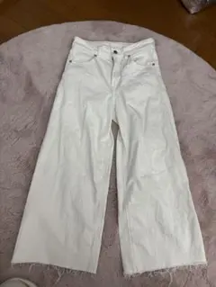 h&m ホワイト ワイドレッグデニム ワイドパンツ　ザラ　gyda
