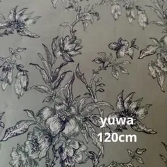 yuwaクラシックな花柄生地 コットン生地ボタニカル　オリーブグリーン端切れ
