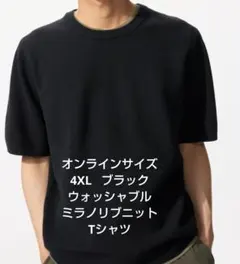 新品オンラインサイズ4XL ウォッシャブルミラノリブニットTシャツ ブラック