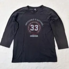 【アディダス】7分袖 ラグラン Tシャツ Mサイズ ブラック 黒 adidasのサムネイル