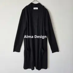 アルマデザイン　M　カーディガン　長袖　羽織り　上着　黒　ロング丈