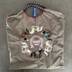 紐付き美品　Ball & Chain Mサイズ　カーキ　馬の刺繍付きエコバッグ