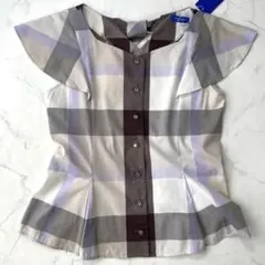 【新品】ブルーレーベルクレストブリッジ 半袖シャツ フリルブラウス リボン M