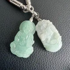 翡翠（ヒスイ）ペンダント ネックレス 仏像 縁起物 組紐
