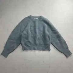 MACPHEE マカフィー ラムカシミヤ クルーネックプルオーバー 水色 S