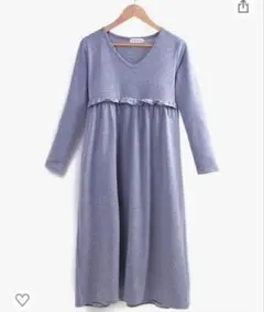 授乳ワンピース マタニティワンピース グレー 2XL 大きめ