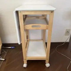 青山様専用。木製 キッチンワゴン 2段 キャスター付き - メルカリ