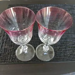 赤いグラデーション ワイングラス 2個セット