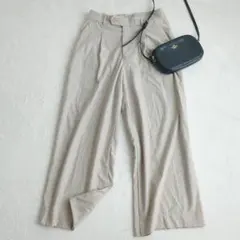 無印良品◇ワイドパンツ タック スラックス コットン混 ゆったり カジュアル M