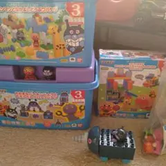 アンパンマン ブロックラボ おおきなバイキンじょうとだだんだんブロックバケツ