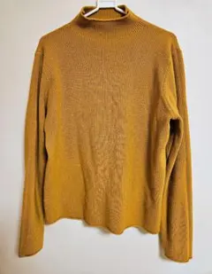 ☆美品！リブ編み マスタード タートルネック セーター