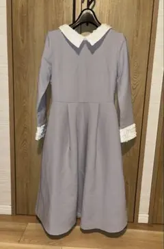 le reve vaniller グレー襟付きひざ丈ワンピース