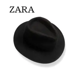 【美品】ZARA ブラックウールフェルトハット