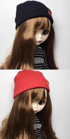 ミニチュアニット帽２色セットブライス服オビツドールハウス人形アウトフィット1のサムネイル