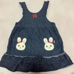 100ミキハウスうさこ刺繍デニムジャンバースカート