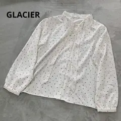 GLACIER グラシア ボウタイブラウス ドット柄 長袖ブラウス 白 L