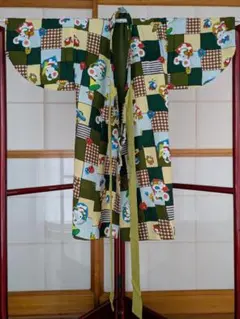 未使用　男児　着物　袷　一つ身　祝い着　動物　昭和レトロ　アンティーク